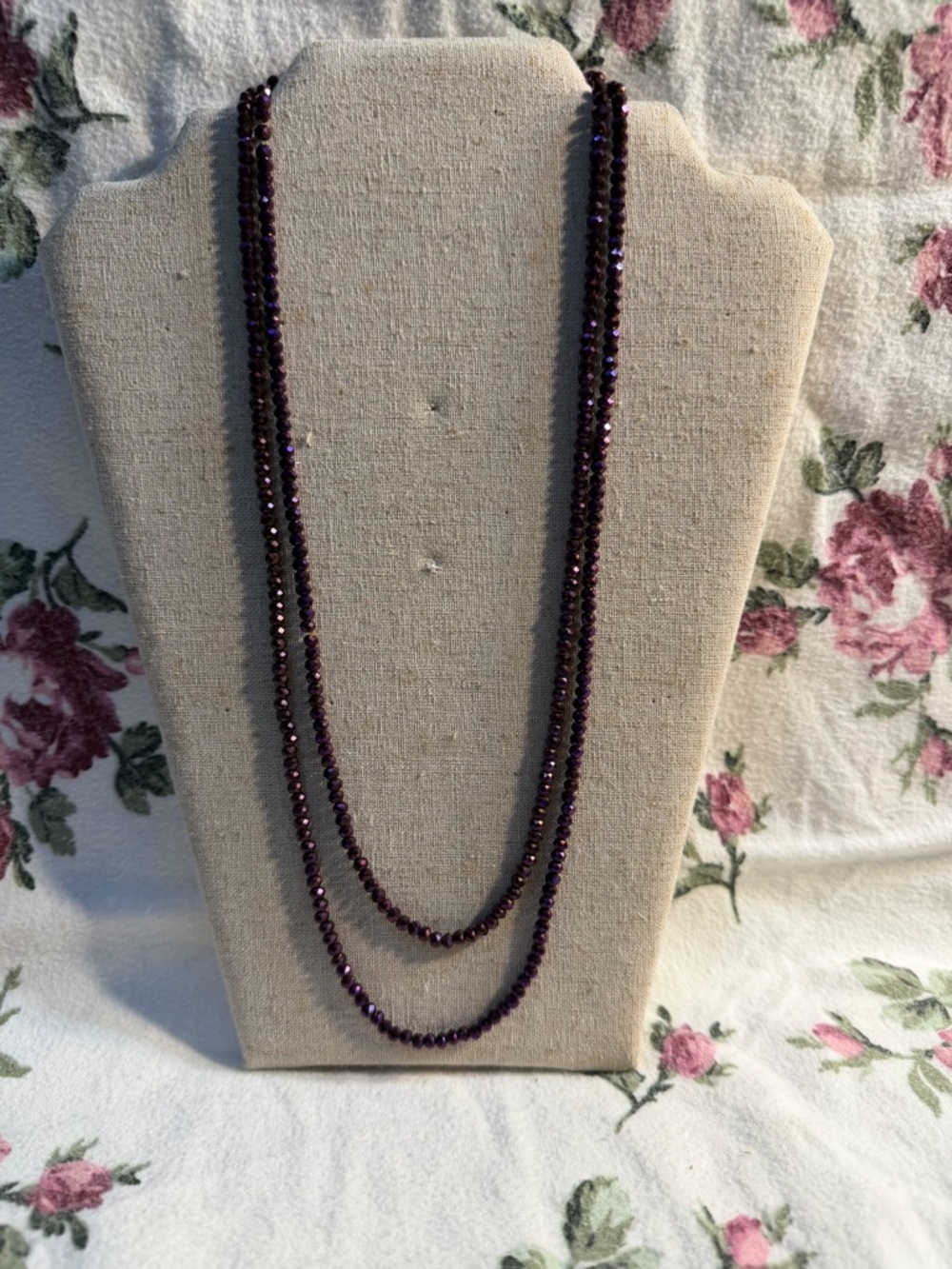Double-Strand Purple Faceted Bead Necklace